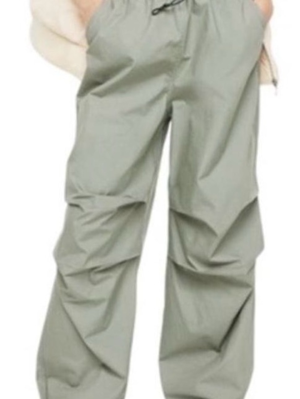 H&M Olive Green Elastic Waist Cotton Pants
